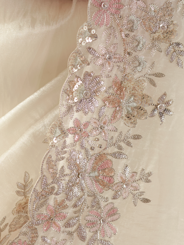 Off White Organza Silk Saree