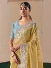 Yellow Organza Silk Saree