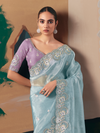 Sky Blue Organza Silk Saree