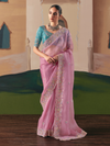 Rose Pink Organza Silk Saree