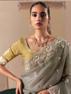 Grey Organza Silk Saree