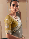 Grey Organza Silk Saree