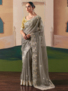Grey Organza Silk Saree