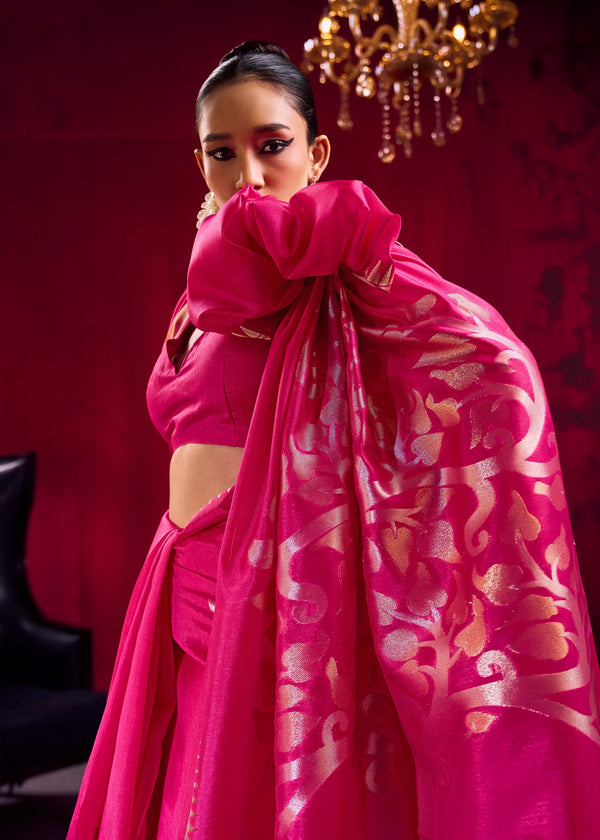 Rani Pink Banarasi Silk Saree