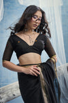 Midnight Black Paithani Cotton Silk Saree
