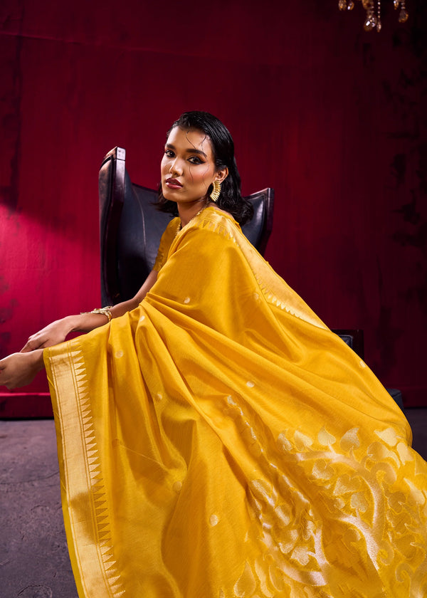 Marigold Yellow Banarasi Silk Saree