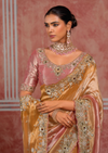 Rose Gold Embroidered Designer Tissue Silk Saree