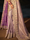 Lilac Embroidered Designer Tissue Silk Saree
