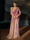 Lilac Embroidered Designer Tissue Silk Saree