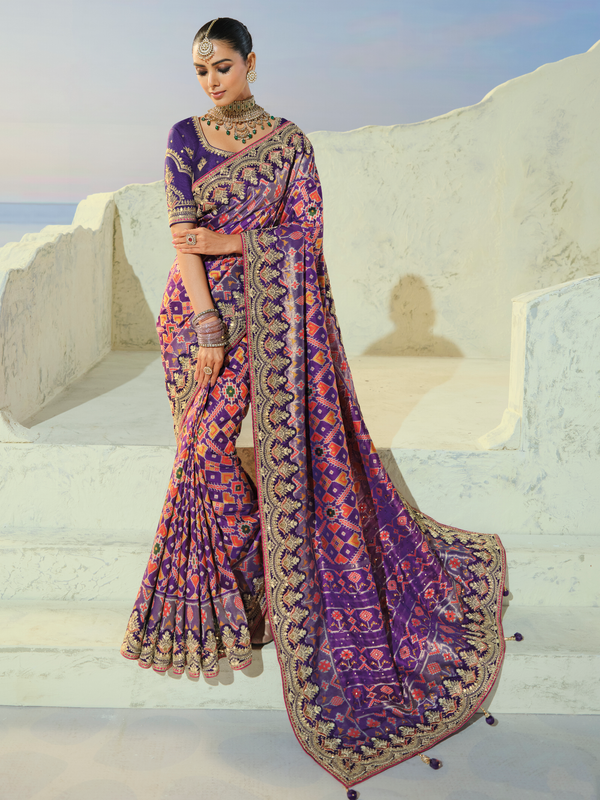 Deep Purple Patola Silk Saree