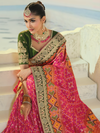Rani Pink Patola Silk Saree With Contrast Blouse