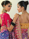 Royal Blue Patola Silk Saree With Contrast Blouse