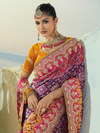 Royal Purple Patola Silk Saree With Contrast Blouse
