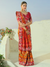 Saffron Orange Patola Silk Saree With Contrast Blouse