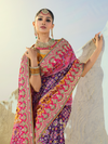 Royal Purple Patola Silk Saree With Contrast Blouse