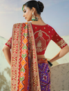 Violet Purple Patola Silk Saree With Contrast Blouse