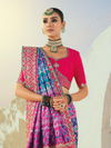 Royal Blue Patola Silk Saree With Contrast Blouse
