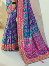 Royal Blue Patola Silk Saree With Contrast Blouse