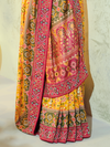 Sunshine Yellow Patola Silk Saree With Contrast Blouse