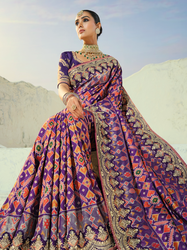 Deep Purple Patola Silk Saree