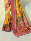 Sunshine Yellow Patola Silk Saree With Contrast Blouse