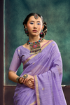 Lavender Banarasi Cotton Silk Saree