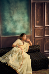 Ivory Cream Banarasi Cotton Silk Saree