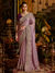 Mauve Purple Banarasi Tissue Silk Saree With Contrast Blouse