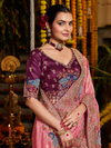 Rose Pink Banarasi Tissue Silk Saree With Contrast Blouse