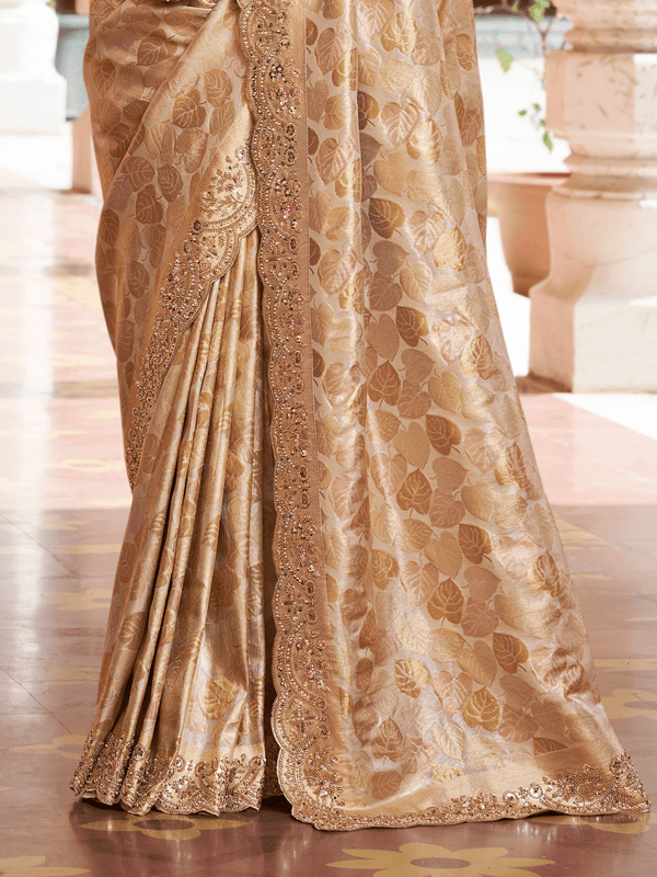 Antique Gold Banarasi Tissue Silk Saree