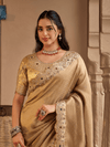 Antique Gold Embroidered Designer Tissue Silk Saree