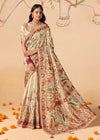 Antique Ivory Cream Pichwai Designer Dola Silk Saree
