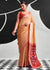 Apricot Orange Woven Designer Linen Cotton Saree