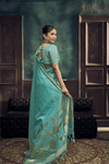 Aqua Blue Banarasi Cotton Silk Saree