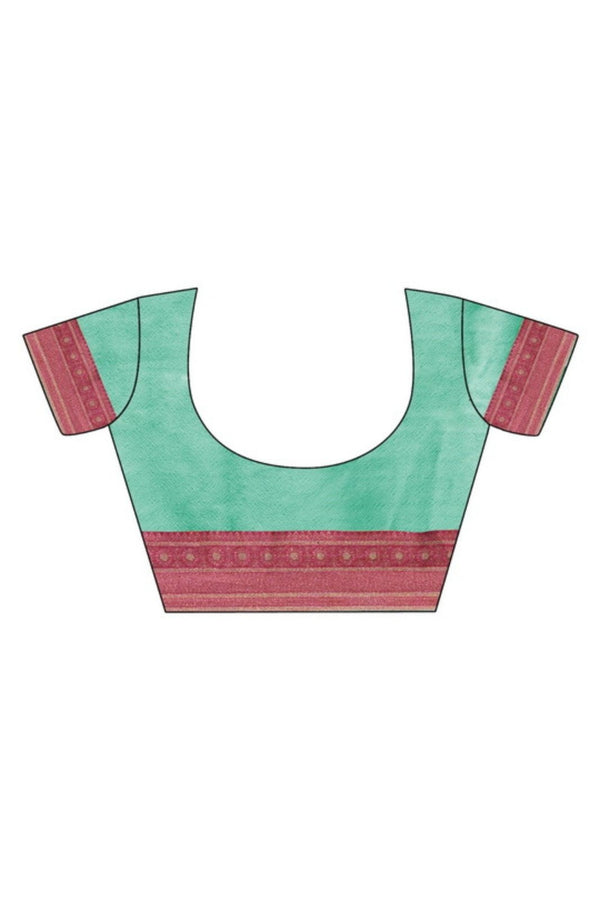 Aqua Blue Banarasi Soft Silk Saree