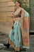 Aqua Blue Kashmiri Jamawar Handloom Silk Saree