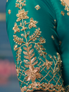 Aqua Green Banarasi Dola Silk Saree, contrast blouse close-up