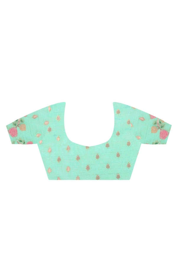 Aqua Green Organza Silk Saree