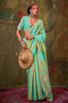 Aqua Green Organza Silk Saree