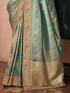 Aqua Teal Banarasi Tissue Silk Saree