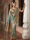 Aqua Teal Banarasi Tissue Silk Saree
