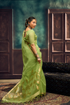 Pista Green Banarasi Cotton Silk Saree