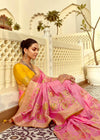 Baby Pink Banarasi Silk Saree With Contrast Blouse