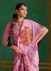 Baby Pink Kashmiri Kani Jamawar Cotton Saree