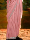 Baby Pink Organza Designer Saree