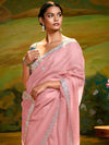 Baby Pink Organza Designer Saree