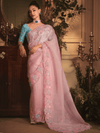 Baby Pink Organza Silk Saree