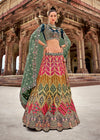 Banarasi Lehenga Choli in Olive Green and Multicolor