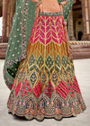 Banarasi Lehenga Choli in Olive Green and Multicolor