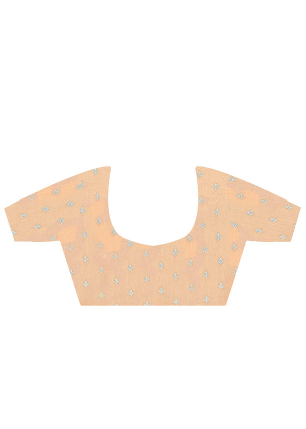 Beige And Gold Woven Banarasi Soft Silk Saree